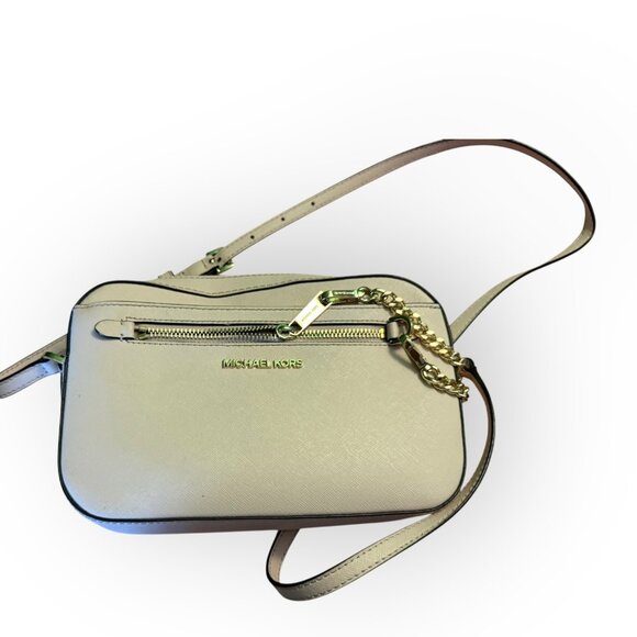 Michael Kors Beige Crossbody Bag – Gold Chain Detail, Minor Blemish - Picture 1 of 6